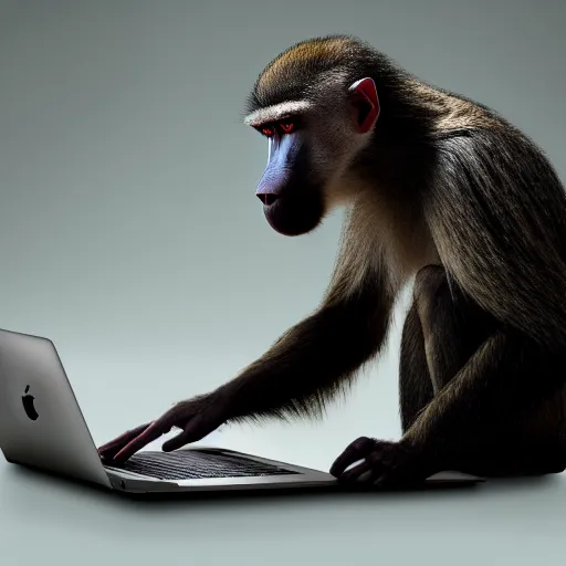 A Baboon Working In Front Of A Macbook On A Brand Identity Project